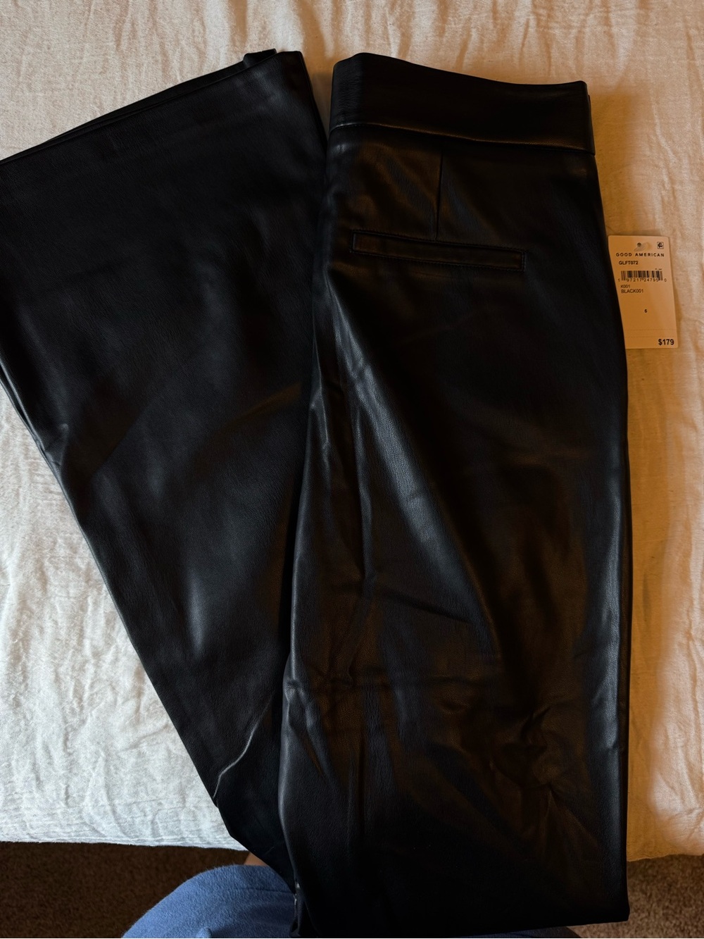 Good American Black Faux Leather Pants
